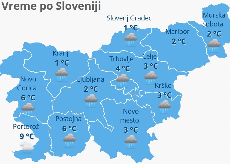 vremenska napoved za Slovenijo